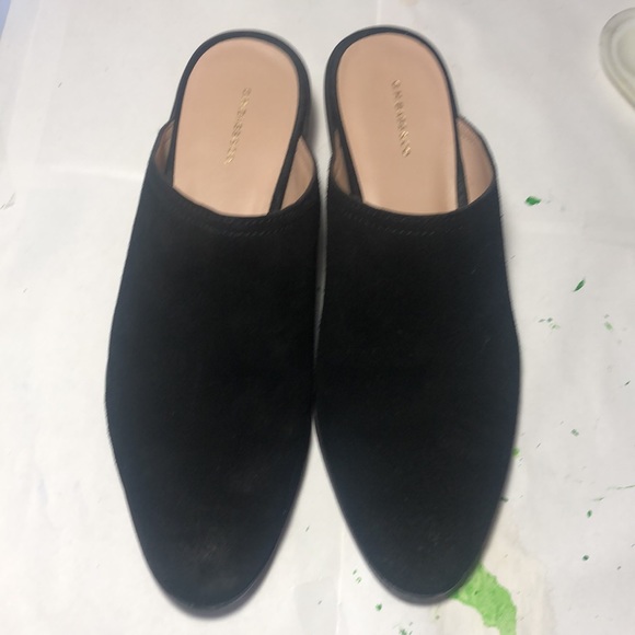 Black suede heeled slip on shoes. 9.5 G.B.BASS&CO - Picture 3 of 6